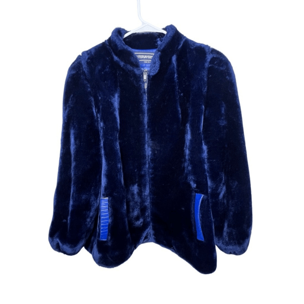American Vintage 70s Blue Faux Fur Cookie Monster Jacket Coat